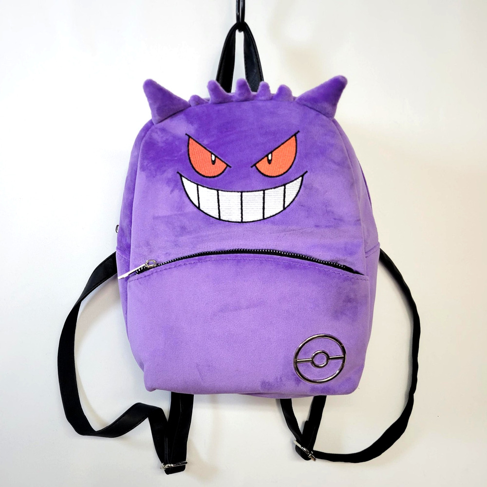 Bioworld Pokemon Gengar Backpack Unisex Small Purple Plush‎ Mini Bag Cosplay